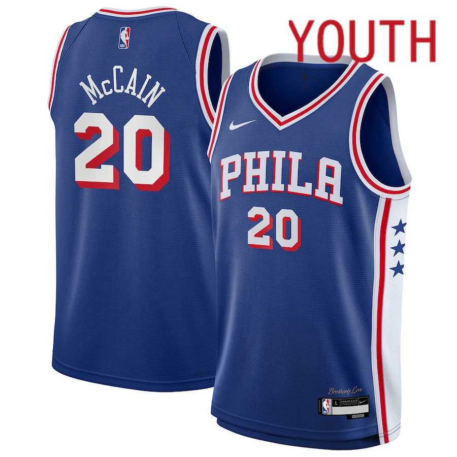 Youth Philadelphia 76ers 20 Jared McCain Nike Royal Swingman NBA Jersey
